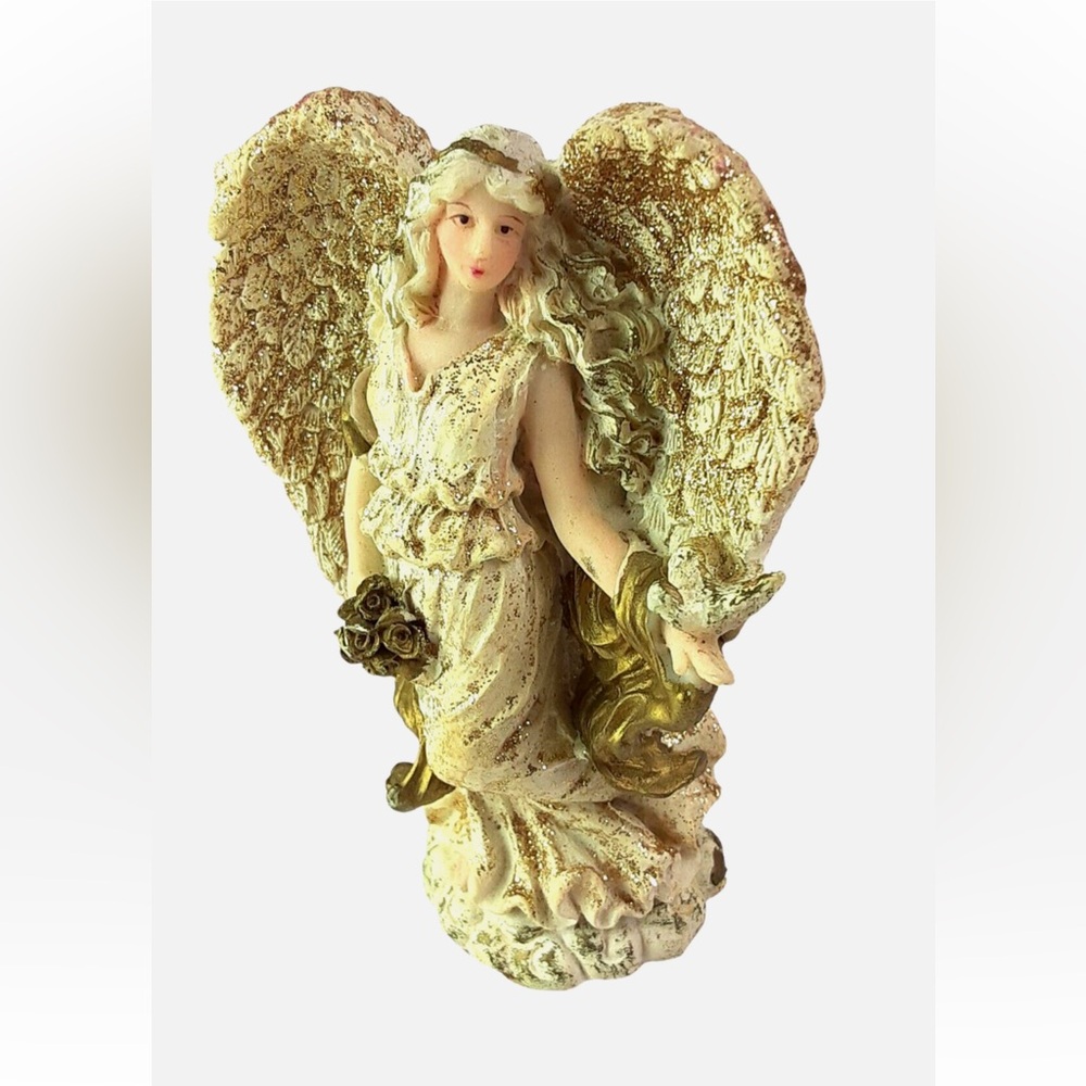 Vintage Ceramic Angel Figurine Flowers Bouquet